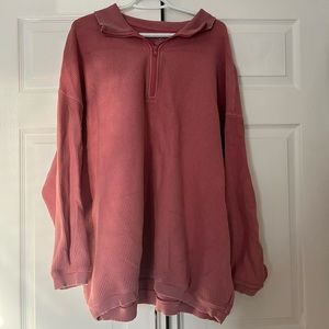 Pink Ribbed Aerie 1/4 Zip
